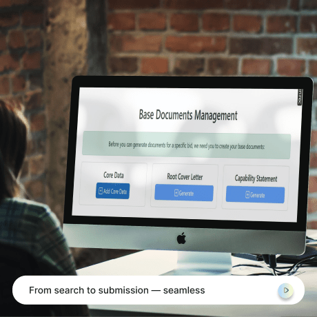 SAMstream generating base documents, cover letters, and capability statements for a federal bid
